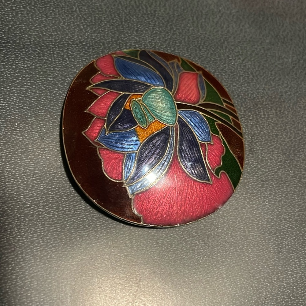 Vintage Cloisonné Belt Buckle Set By Maureen Elaine